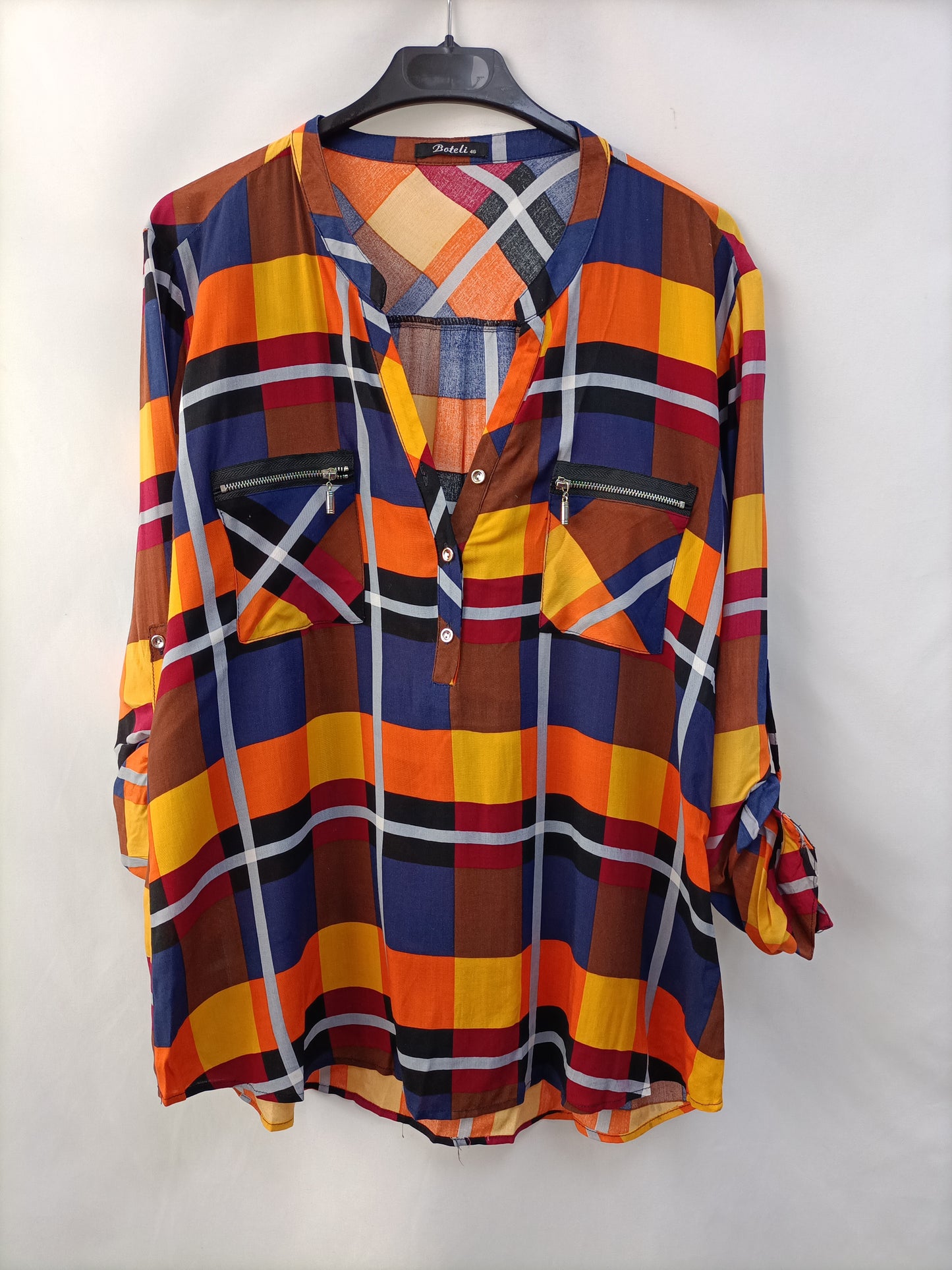 BOTELI. Blusa cuadros T.46(m/l)
