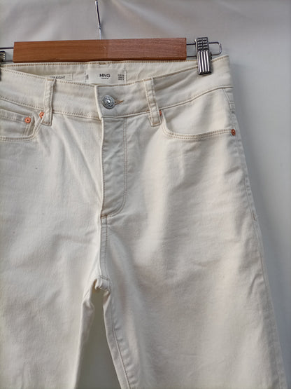 MANGO. Pantalón blanco roto T.36