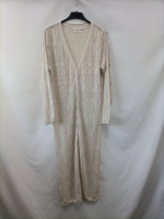 MANGO.Vestido/chaqueta troquelado lino T.S