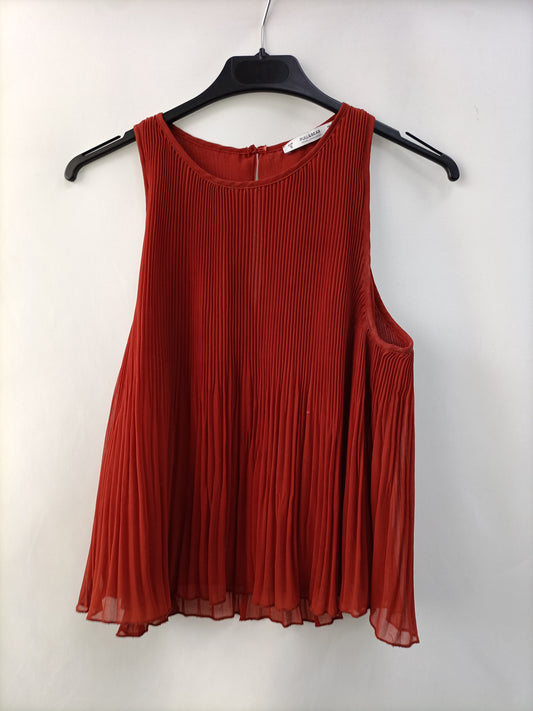 PULL&BEAR.Top plisado teja T.s