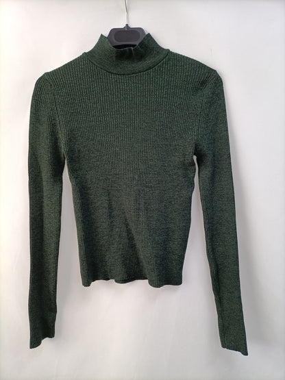 ZARA.Jersey fino punto verde T.S