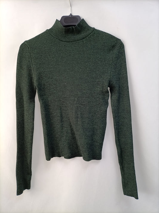 ZARA.Jersey fino punto verde T.S