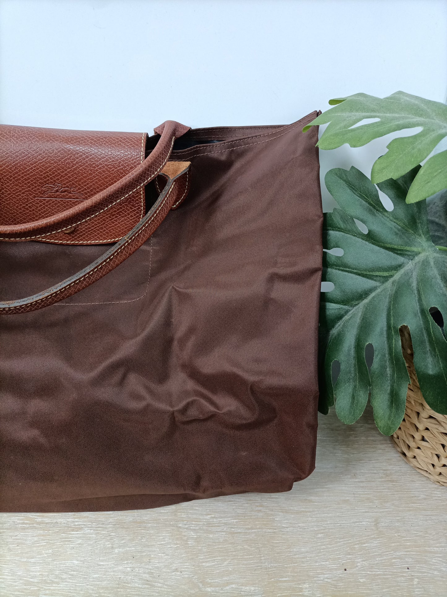 LONGCHAMP. Bolso lona marrón