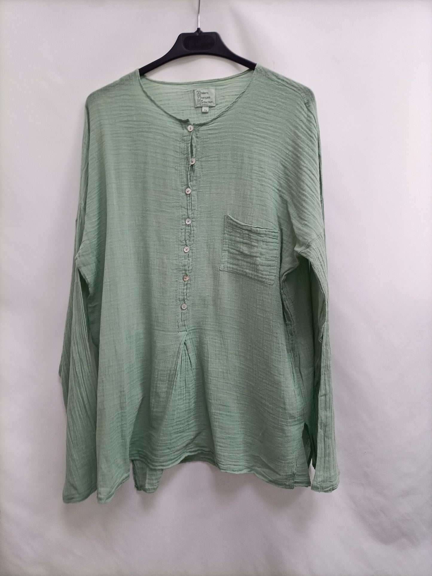 OTRAS. Blusón verde algodón T.s/m