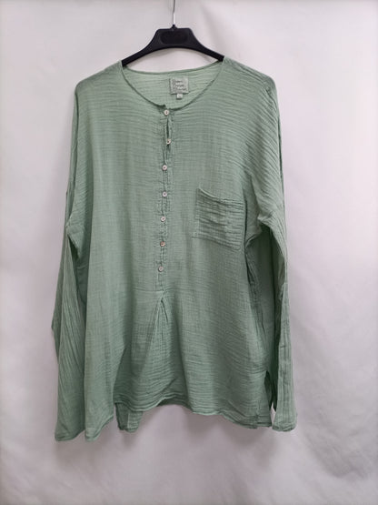 OTRAS. Blusón verde algodón T.s/m