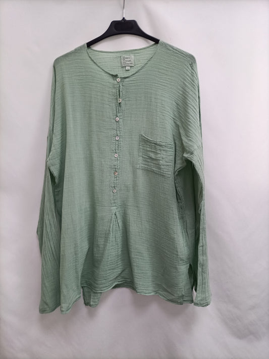 OTRAS. Blusón verde algodón T.s/m