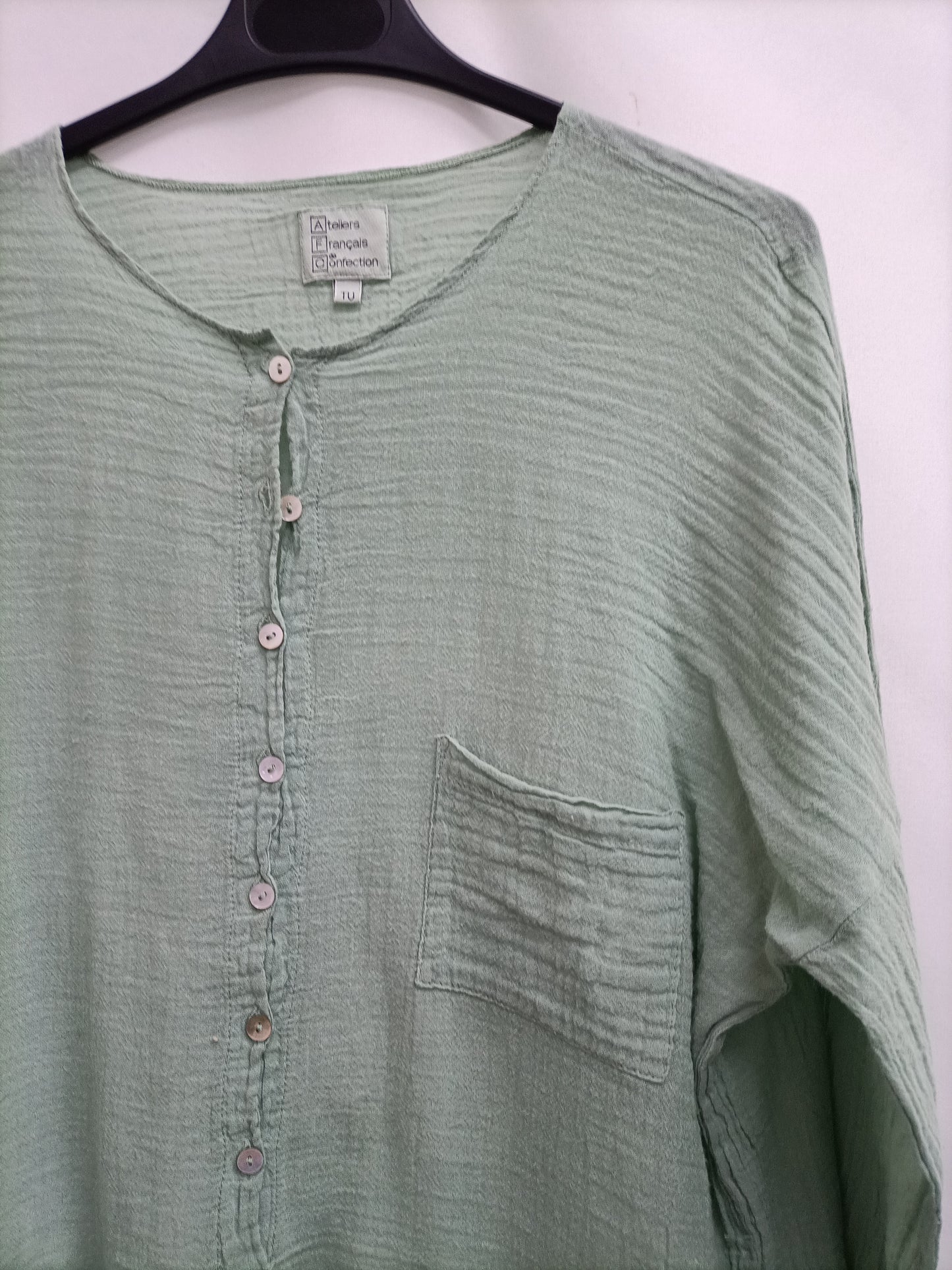 OTRAS. Blusón verde algodón T.s/m