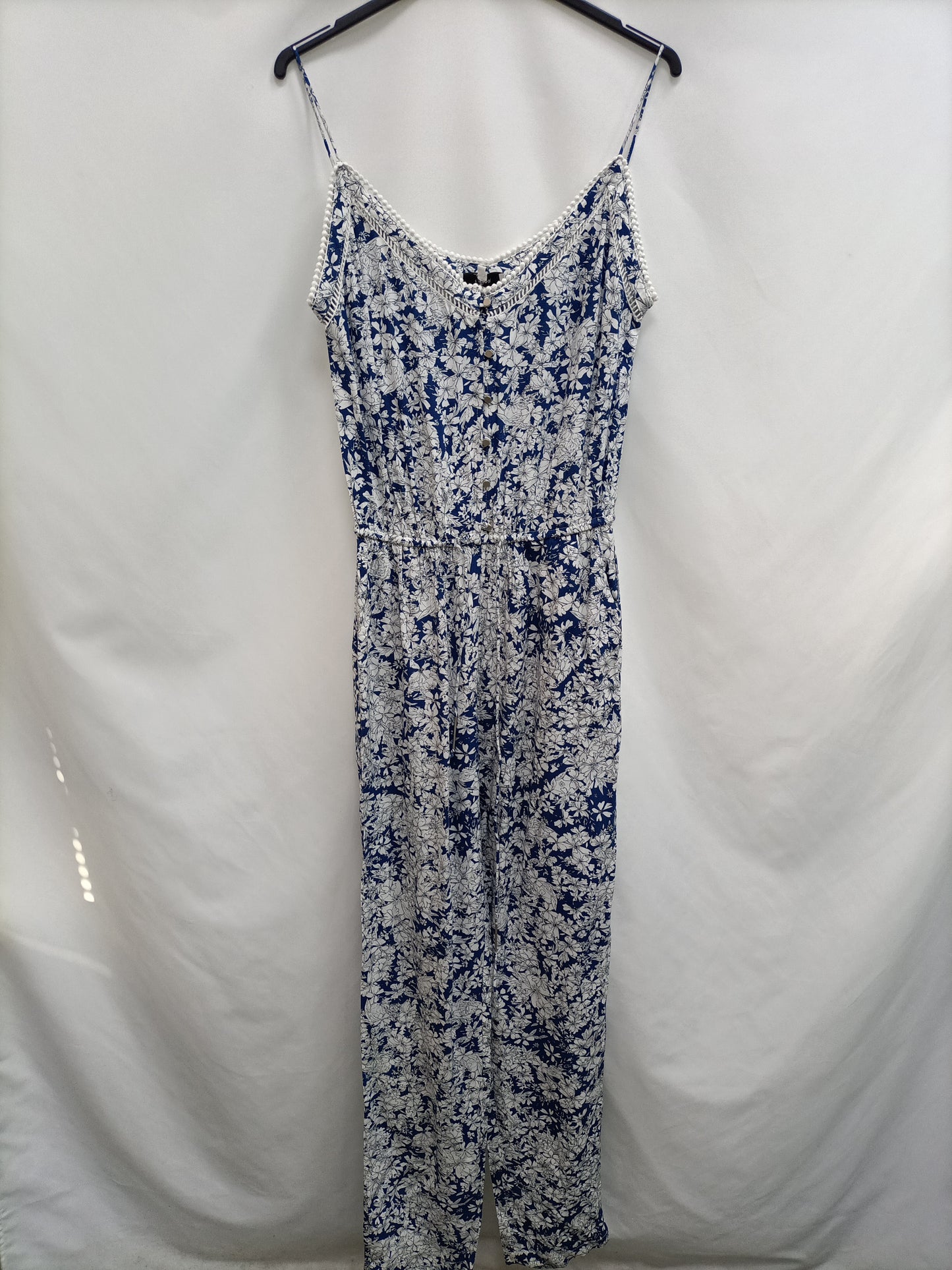 SUNCOO. Blue floral jumpsuit T.1(s)