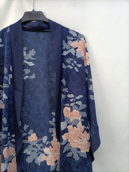 OYSHO. Kimono azul flore T.s