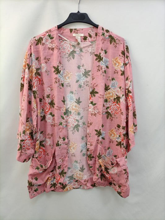 FOREVER21. Kimono rosa flores T.s
