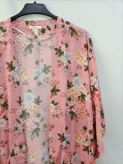 FOREVER21. Kimono rosa flores T.s