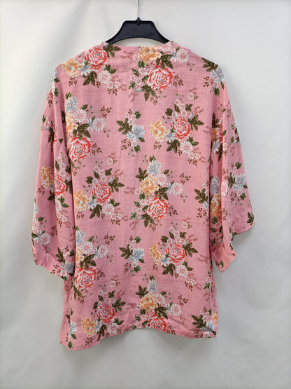 FOREVER21. Kimono rosa flores T.s