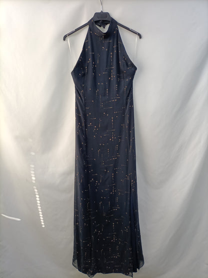 MDEJ. Vestido largo azul estampado T.xs