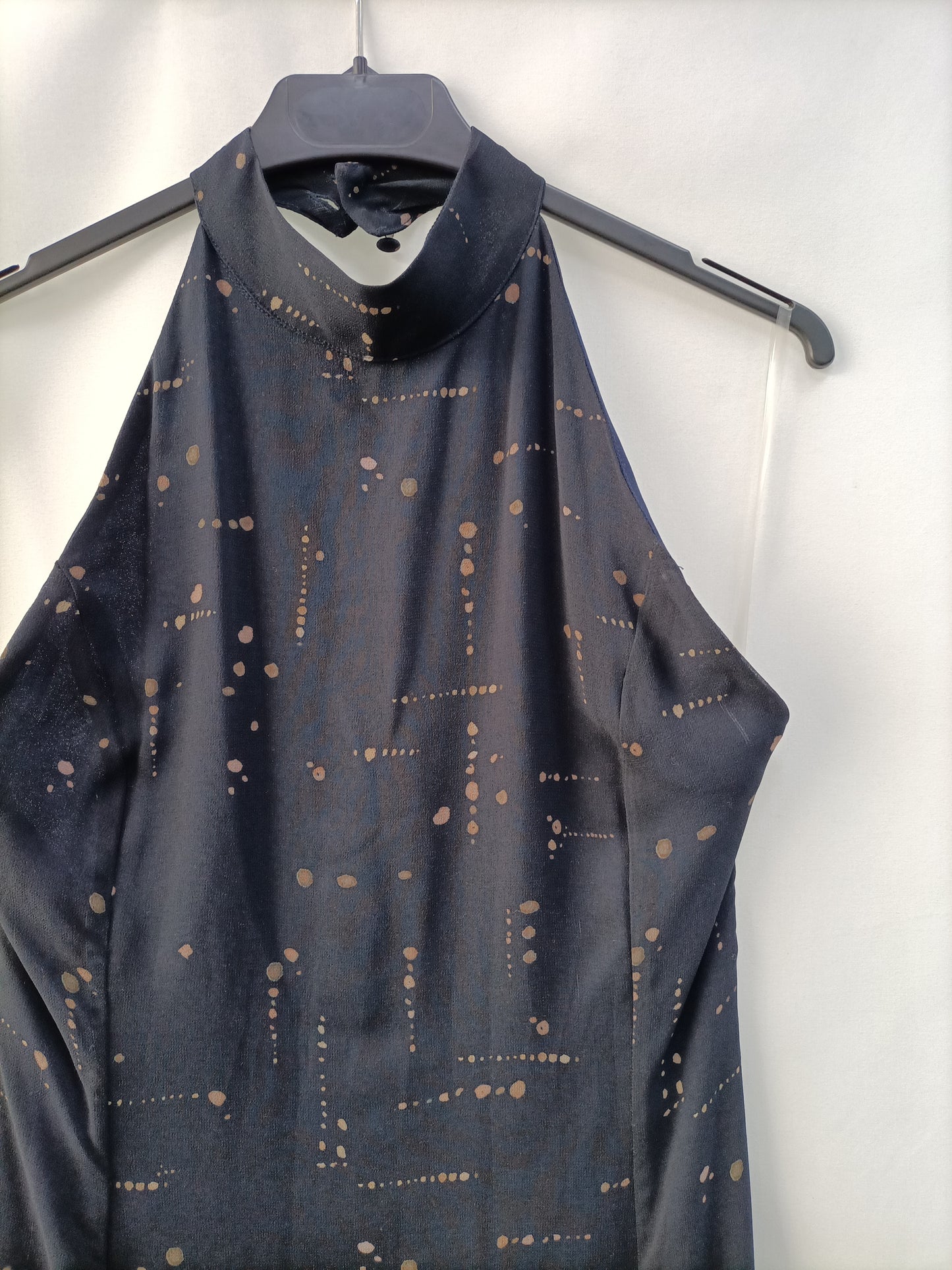 MDEJ. Vestido largo azul estampado T.xs