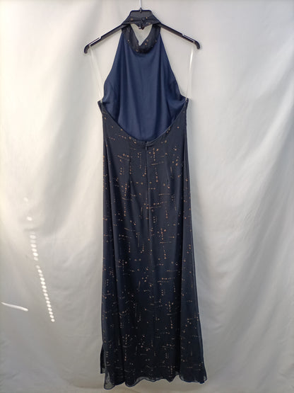 MDEJ. Vestido largo azul estampado T.xs