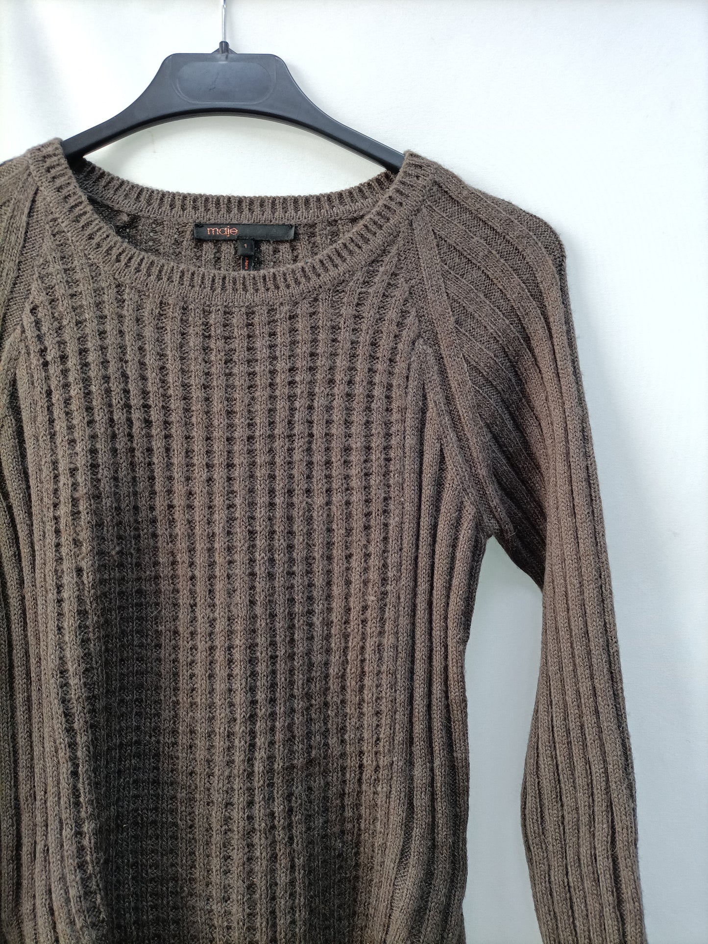 MAJE. Vestido punto marrón T.s