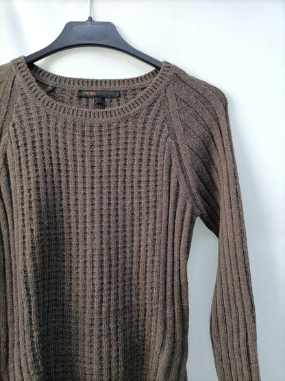 MAJE. Vestido punto marrón T.s