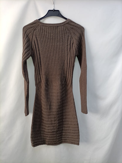 MAJE. Vestido punto marrón T.s