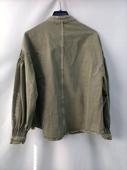 ZARA. Sobrecamisa denim verde T.xs