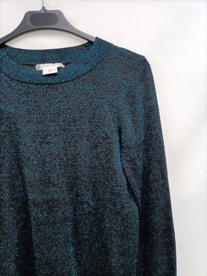 COOPERATIVE. Jersey azul y negro brillante T.s