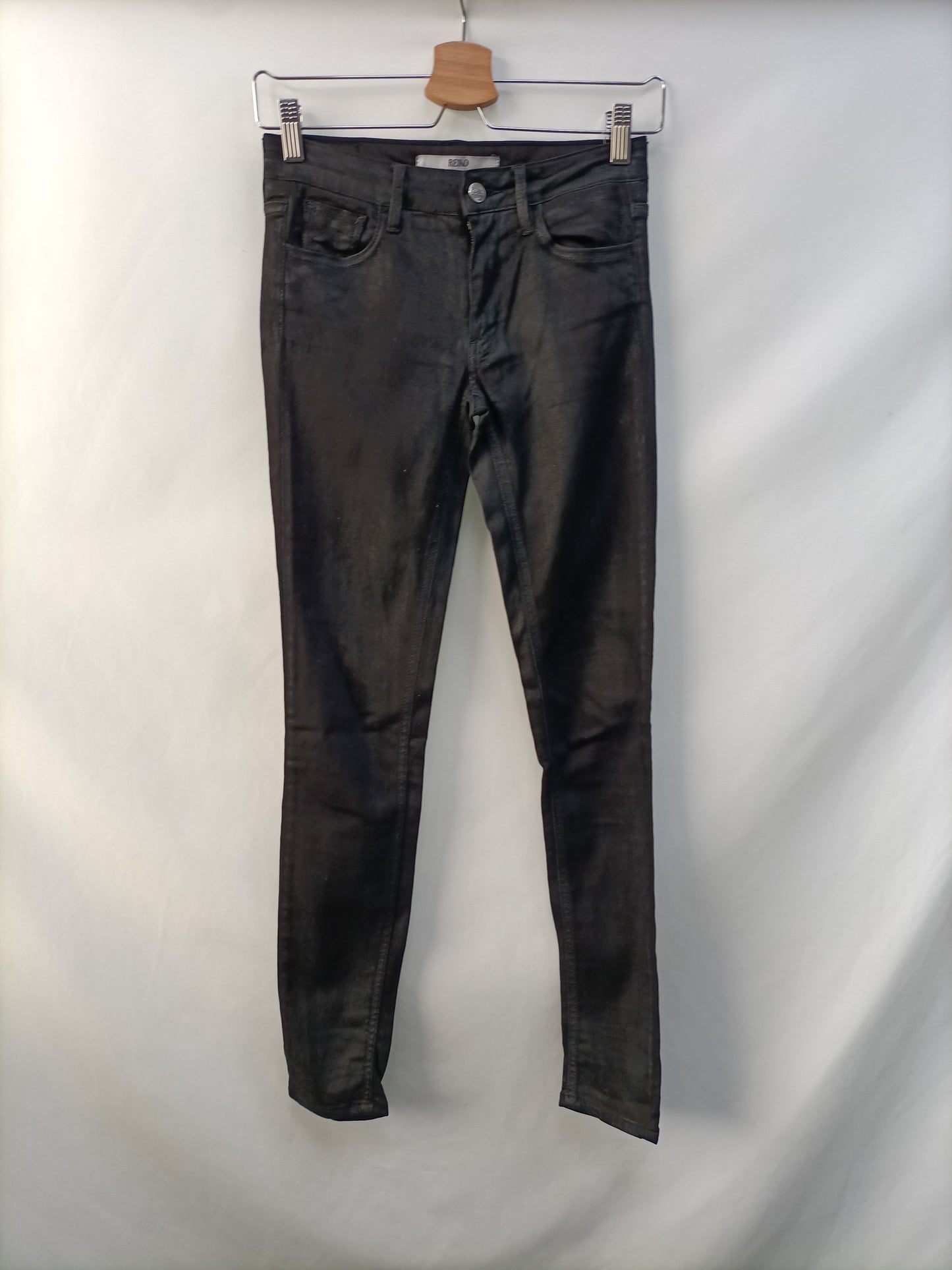REIKO. Black waxed trousers size 34