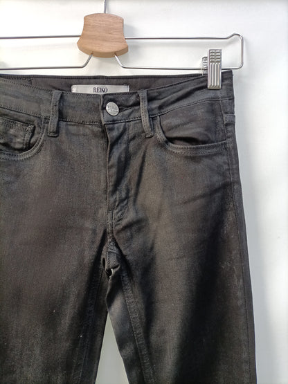 REIKO. Black waxed trousers size 34