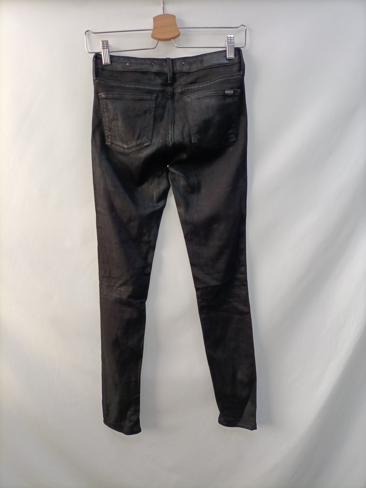 REIKO. Black waxed trousers size 34