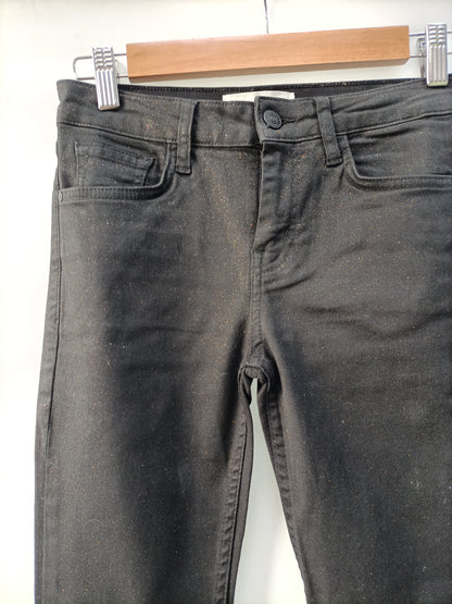 MANGO. Pantalón negro púrpura T.34