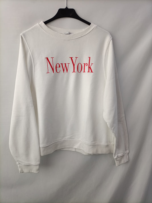 MANGO. Sudadera blanca T.s