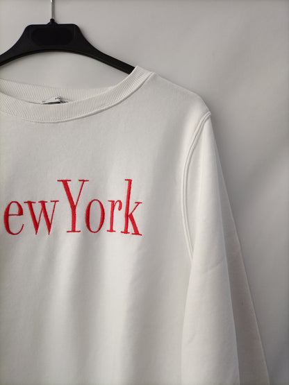 MANGO. Sudadera blanca T.s