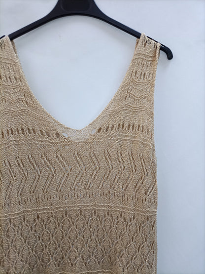 OTRAS. Vestido midi dorado TU(S/M)