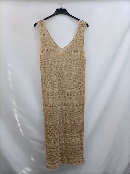 OTRAS. Vestido midi dorado TU(S/M)