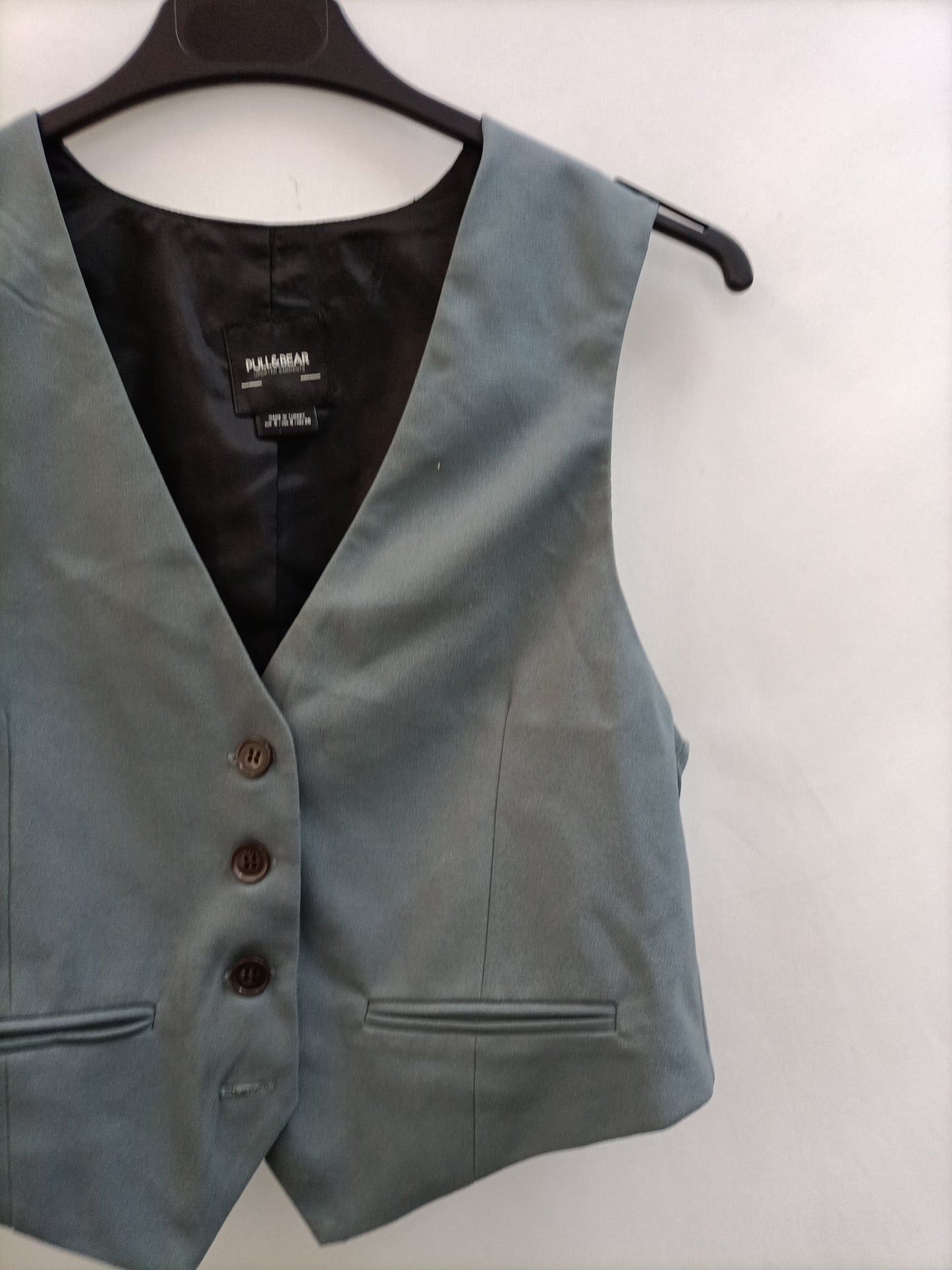 PULL&BEAR. Chaleco azul grisáceo T.s