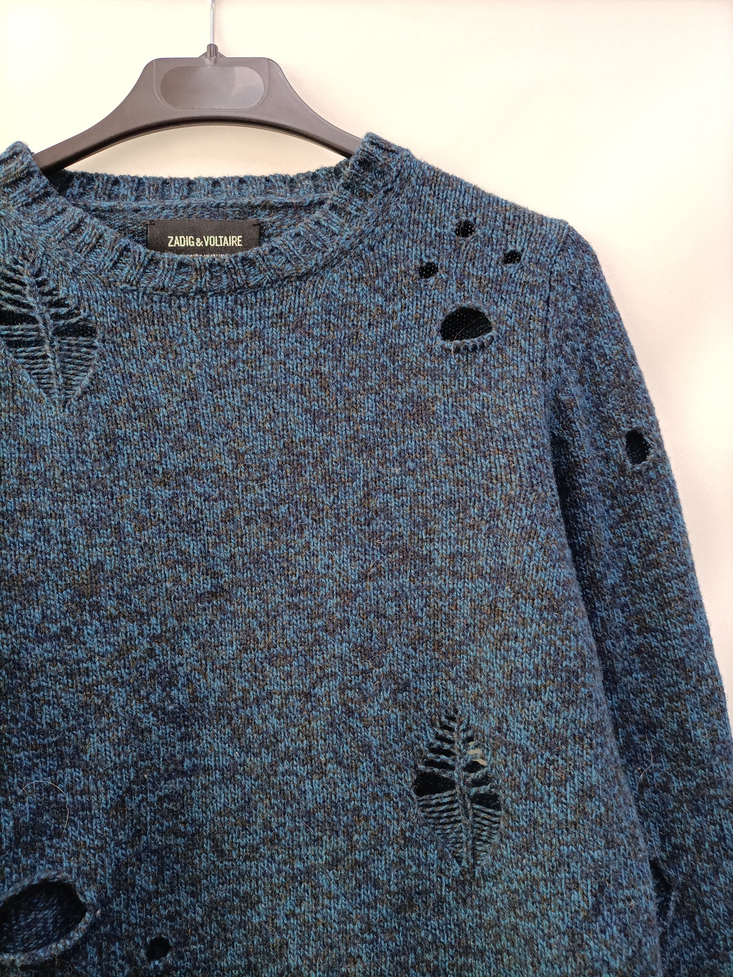 ZADIG&amp;VOLTAIRE. Blue ripped TS sweater