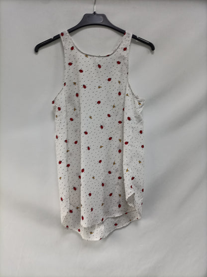 STRADIVARIUS. Top blanco lunares T.s