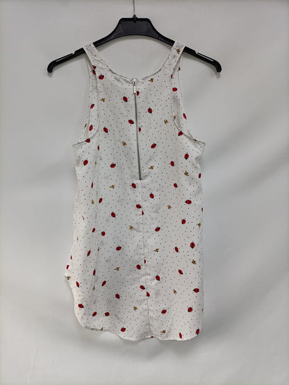 STRADIVARIUS. Top blanco lunares T.s