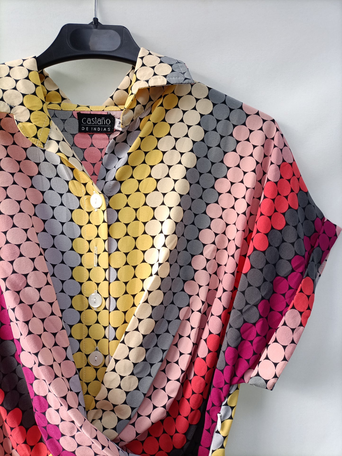 CASTAÑO DE INDIAS. Vestido midi Lunares T.s/m