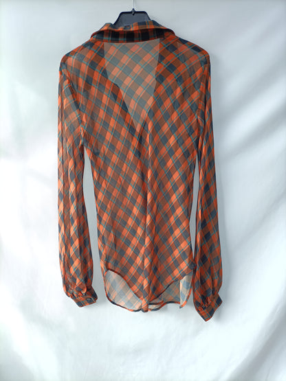 ETXART&PANNO. Blusa naranja cuadros T.s