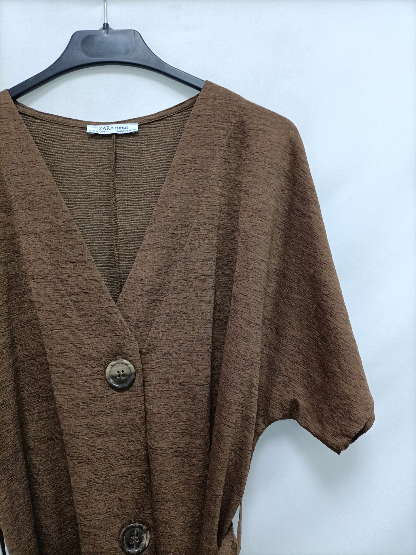 ZARA. Greenish brown dress with Ts buttons