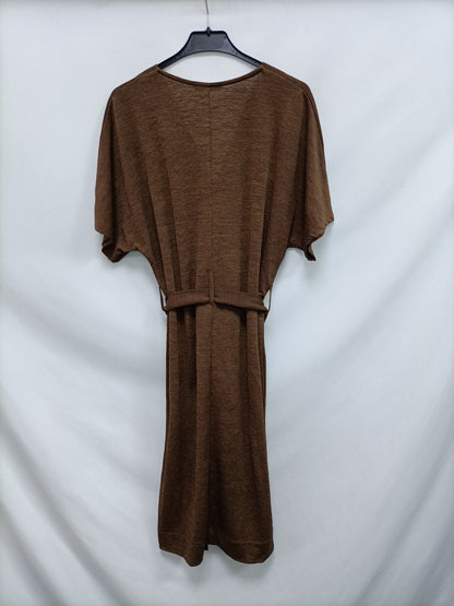 ZARA. Greenish brown dress with Ts buttons