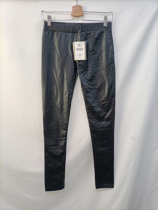 BERSHKA.Leggings polipiel negros T.m