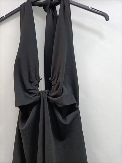 ZARA. Vestido negro escote T.s