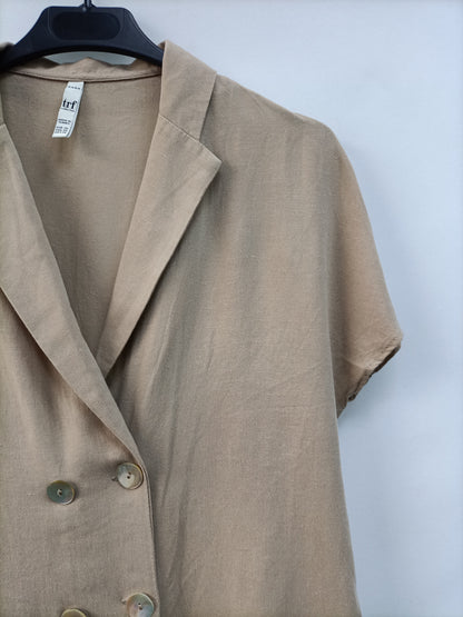 ZARA. Blusa beige cruzada T.xs