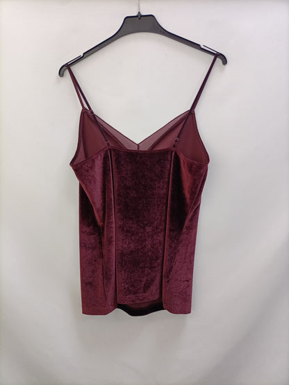 OYSHO. Top terciopelo burdeos T.s