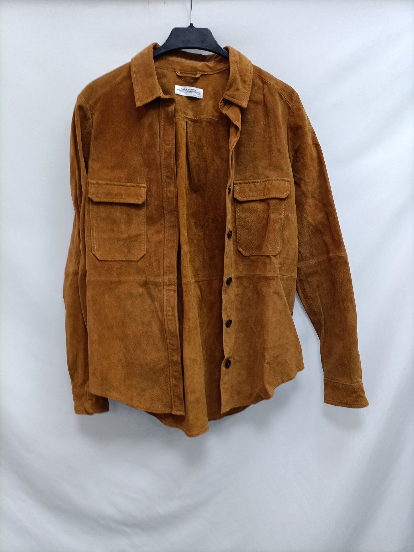 ZARA. Chaqueta piel camel T.s