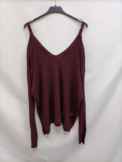 BROWNIE. Jersey burdeos hombros T.xs/s