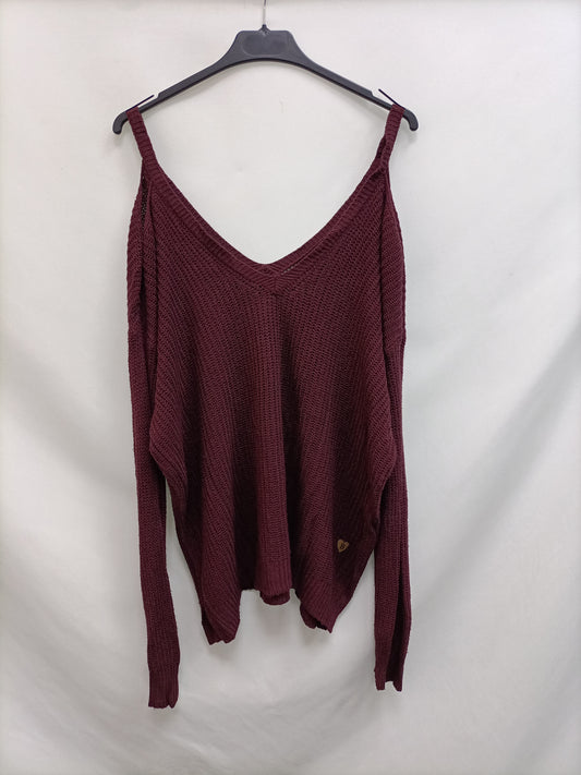 BROWNIE. Jersey burdeos hombros T.xs/s