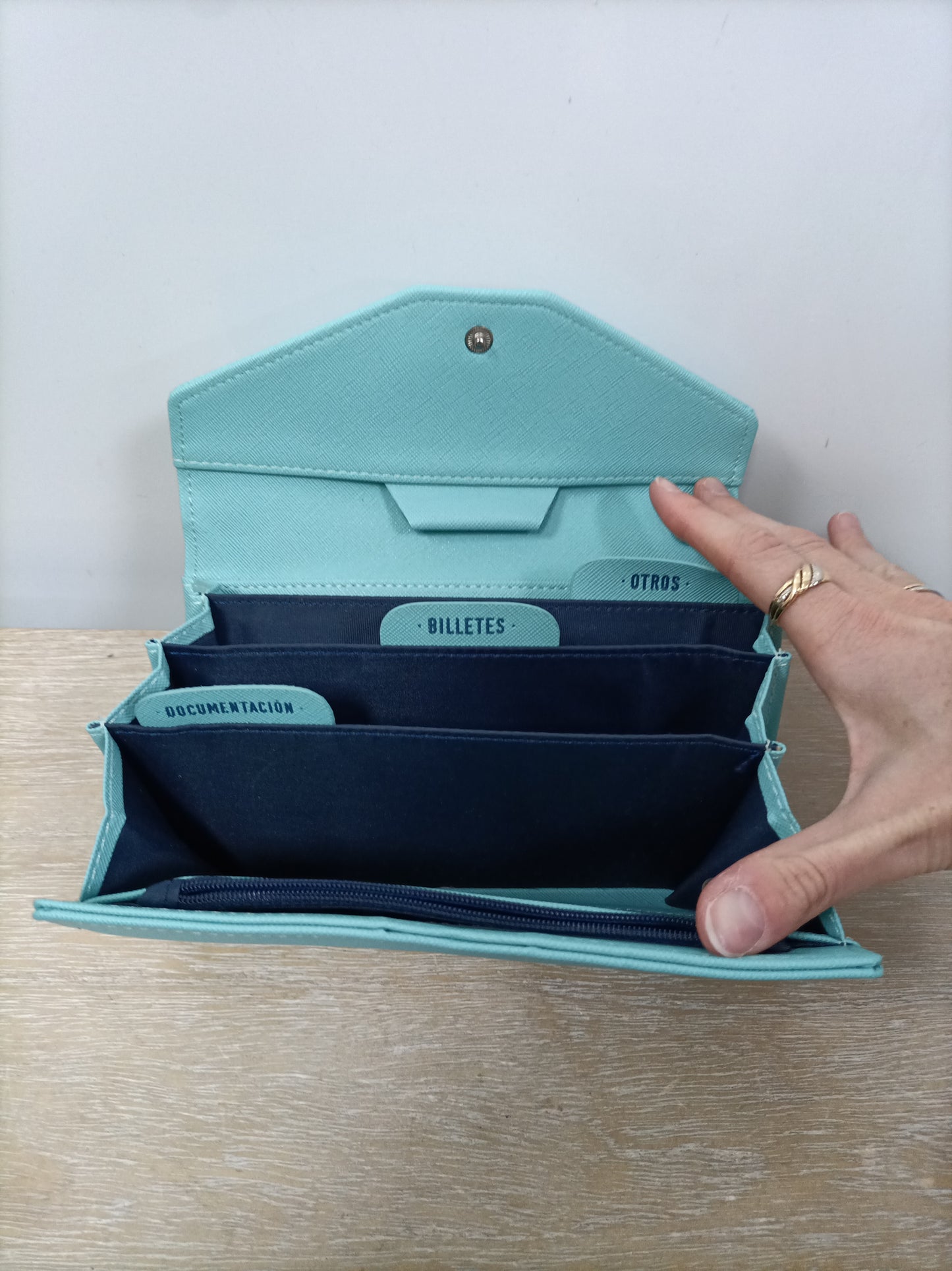 MR. WONDERFUL. Cartera polipiel azul