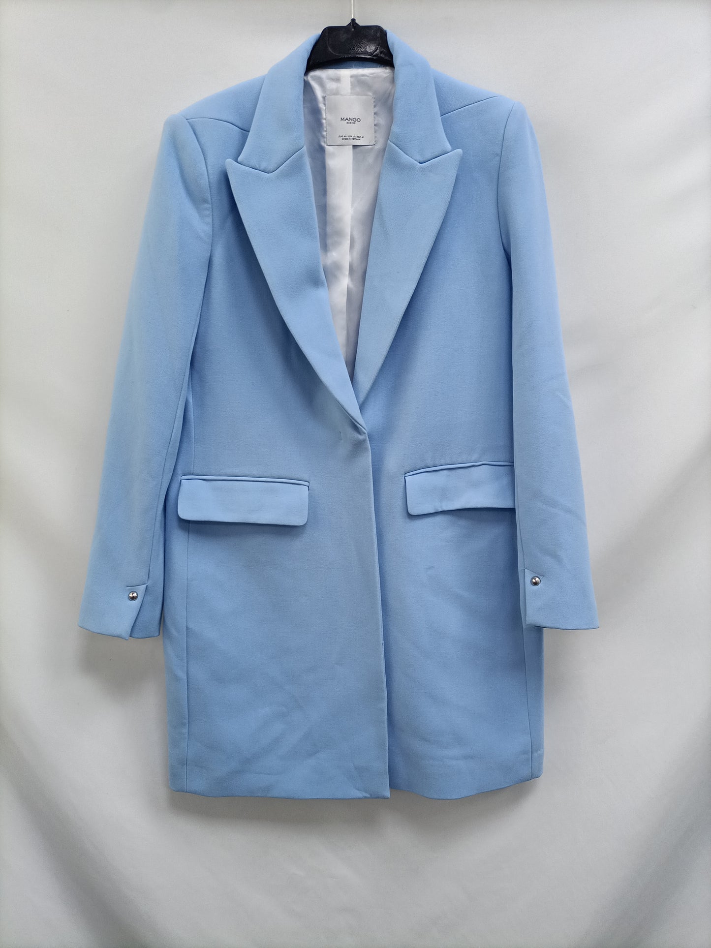 MANGO. Abrigo celeste de vestir T.m