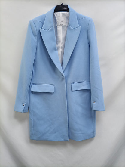 MANGO. Abrigo celeste de vestir T.m